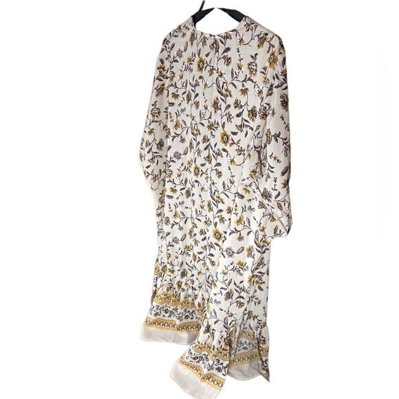 kimono cream brown golden floral cardigan duster size S/M - Picture 8 of 13